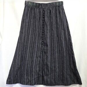 Ann Taylor LOFT Linen Blend, Black & White Striped, Midi A-Line Skirt.